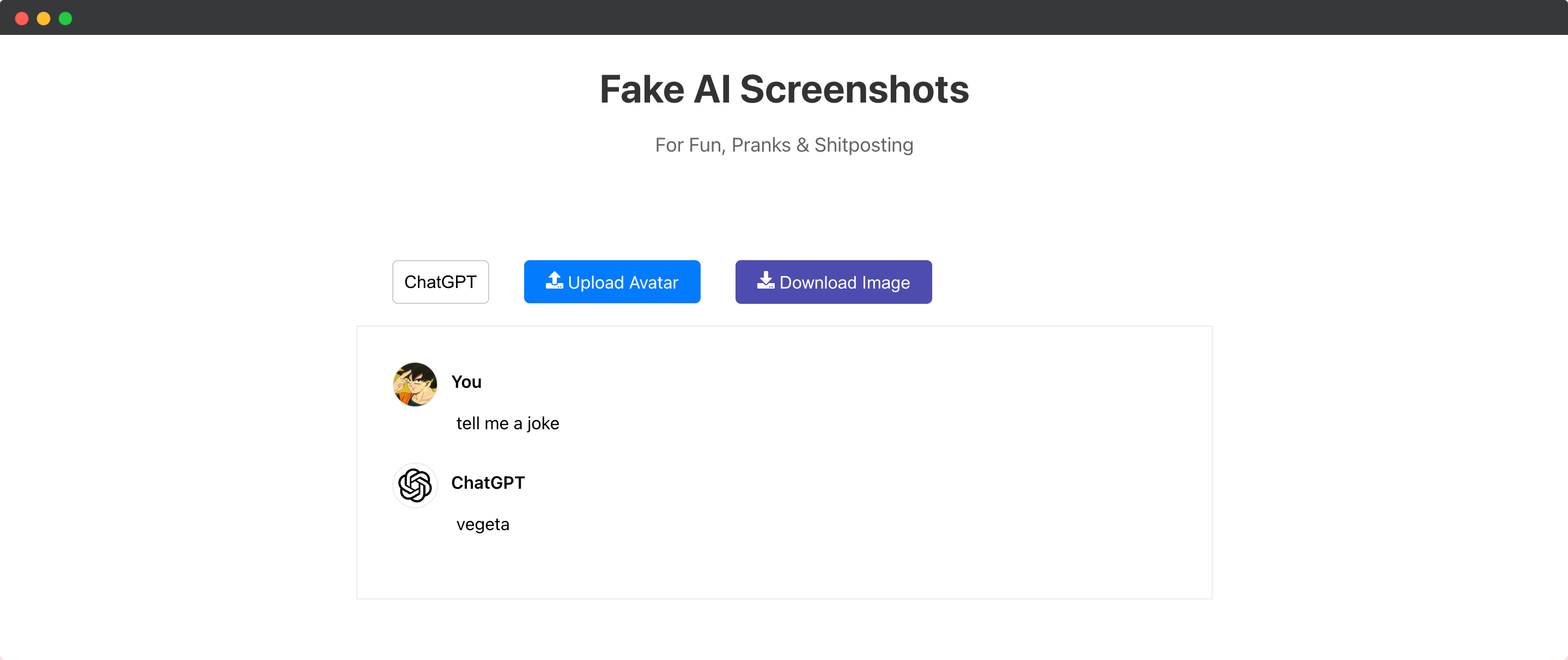 Fake AI Screenshots - Fake AI